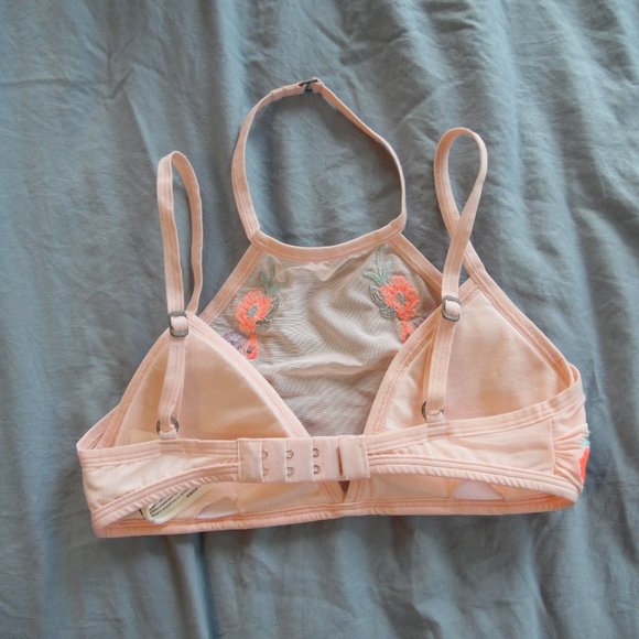 🍍 Boho Floral Embroidered High-Neck Bralette, XS - Picture 4 of 5